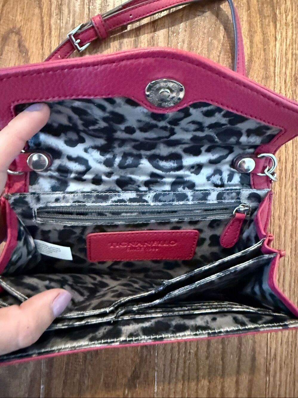 Tignanello red crossbody bag genuine leather 8βx5β - Picture 5 of 7
